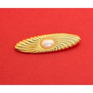 Vintage Classic Mermaid Oval Brooch With Faux Pearl F9